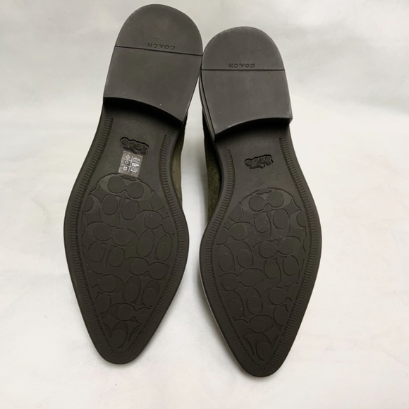 Coach Bowery bead Chelsea Khaki Green Suede Leather Ankle Fashion Boots Booties - Picture 10 of 14